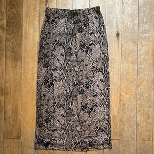 y2k Elegant Black Snake Print Maxi Skirt Small